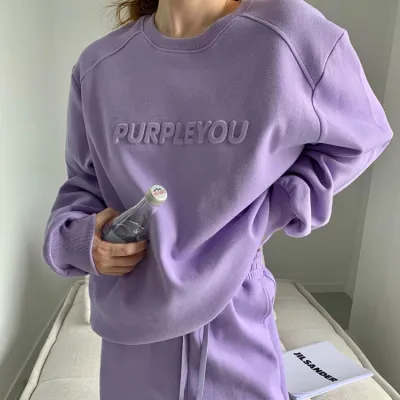 Women's Athleisure Loose Long-Sleeve Sweatshirt Drawstring Pants Two-Piece Set