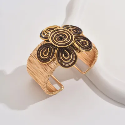 Exaggerated Boho Floral Chain Bracelet - Aluminum Fashion Jewelry