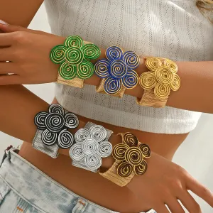 Exaggerated Boho Floral Chain Bracelet - Aluminum Fashion Jewelry