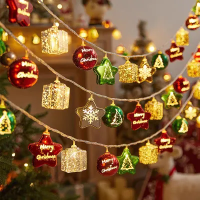 Fashion Creative Christmas Tree Star Ornaments Decorations Pendants Battery Operated 80 LEDs