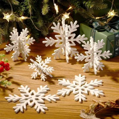 Fashion Creative Wooden Christmas Snowflake Ornaments 3d Wood Piece Splicing Desktop Decoration