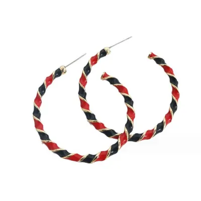 Women Vintage Christmas Oil Dropping Spiral Earrings Alloy