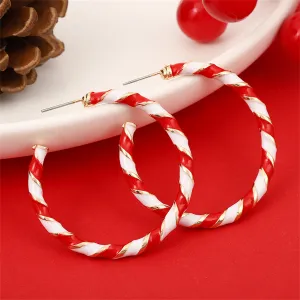 Women Vintage Christmas Oil Dropping Spiral Earrings Alloy