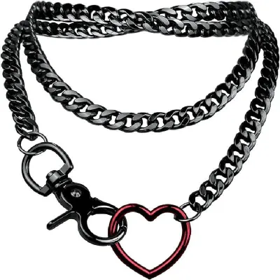 Simple Stainless Steel Heart-Shaped Multilayer Cuban Chain Necklace