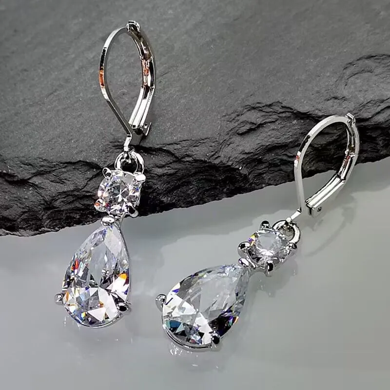 Fashion Water Drop White Stone Earrings