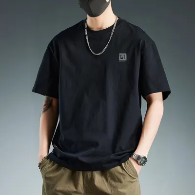 Men Fashion Casual Solid Color Cotton Short-Sleeve T-Shirt
