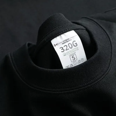 Men's Casual Solid Cotton Thickened Loose T-Shirt with Crewneck