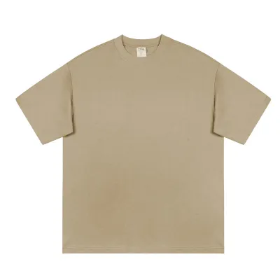 Men's Casual Solid Cotton Thickened Loose T-Shirt with Crewneck