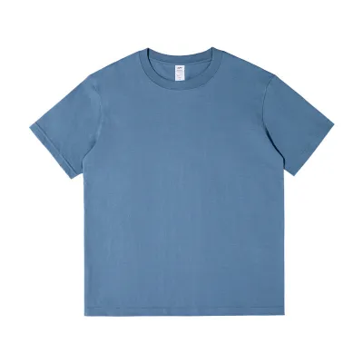 Men's Casual Solid Cotton Thickened Loose T-Shirt with Crewneck