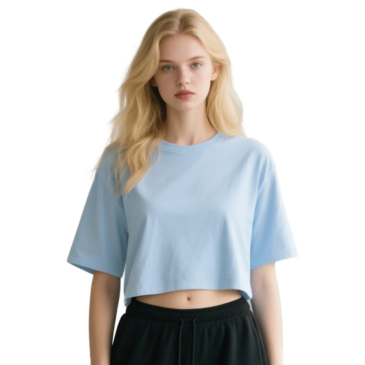 Women Casual Street Hipster Cotton Short-Sleeve Crop Top T-Shirt
