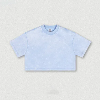 Women Fashion Casual Solid Color Short-Sleeve Crop Top T-Shirt