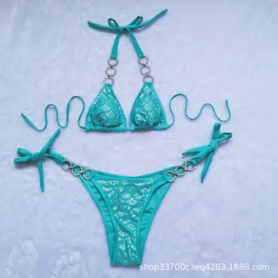 Women Sexy Rhinestone Strap Bikini