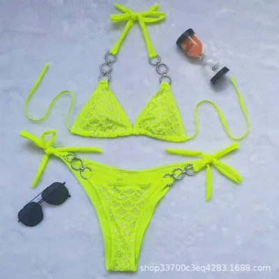 Women Sexy Rhinestone Strap Bikini