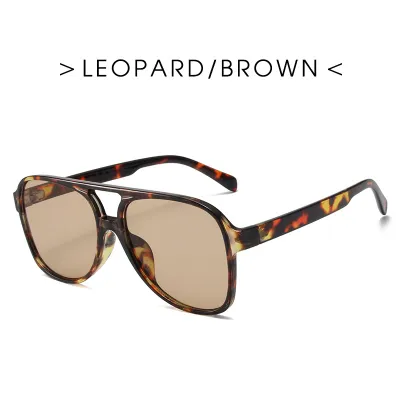 Women Fashion Retro Double Beam Big Frame AC Lens Sunglasses