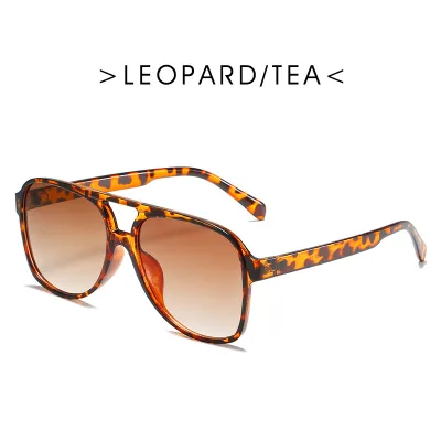 Women Fashion Retro Double Beam Big Frame AC Lens Sunglasses