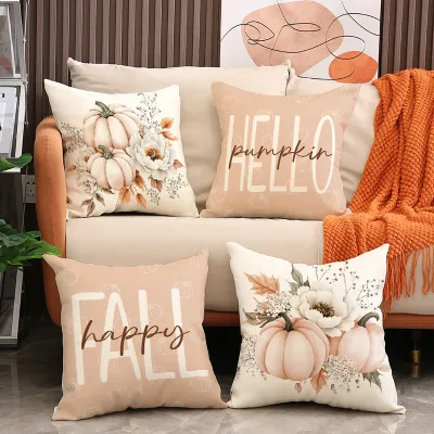 Autumn Pillow Case Thanksgiving Harvest Pumpkin Printedsofa Cushion Cover