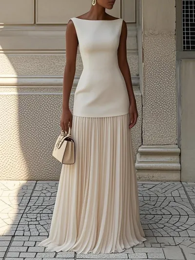 Women Fashion Elegant Solid Color Sleeveless Tank Top Knitted Skirt Two-Piece Set