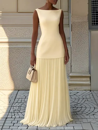 Women Fashion Elegant Solid Color Sleeveless Tank Top Knitted Skirt Two-Piece Set