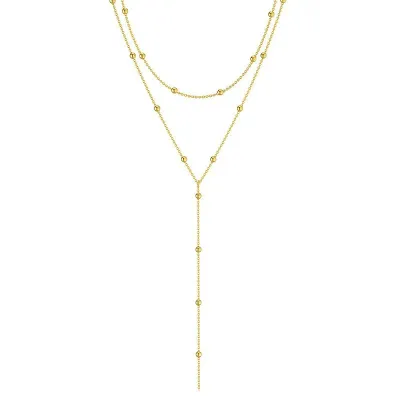 Women Fashion Multi-Layer Round Bead Tassel Pendant Necklace