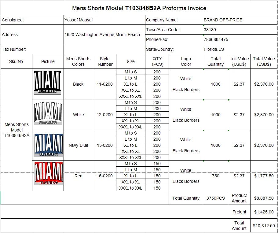 Custom Logo MIAMI FLORIDA Beach Shorts