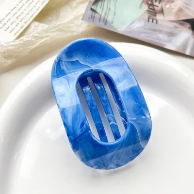 Women Fashion Curved Oval Marble Gradient Hair Clip