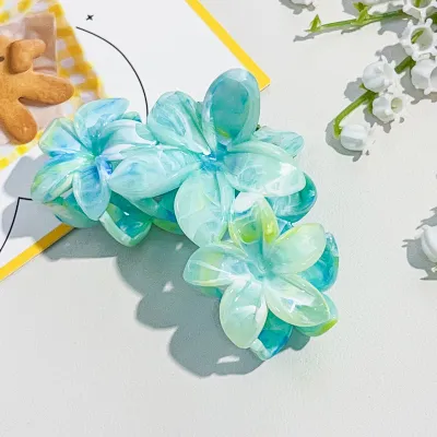 Women Fashion Curved Oval Marble Gradient Hair Clip