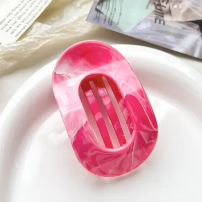Women Fashion Curved Oval Marble Gradient Hair Clip