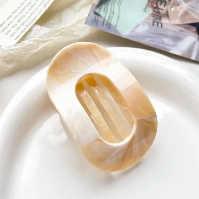 Women Fashion Curved Oval Marble Gradient Hair Clip