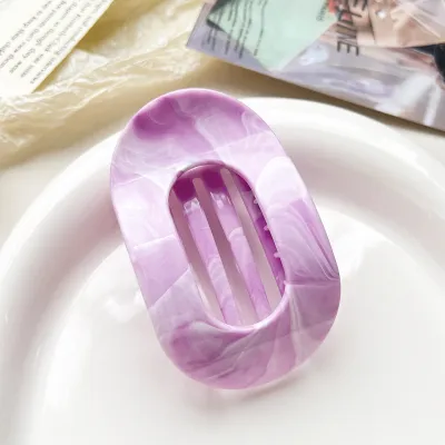 Women Fashion Curved Oval Marble Gradient Hair Clip