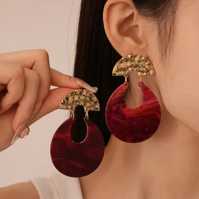 Exaggerated Red Resin Vintage Earrings