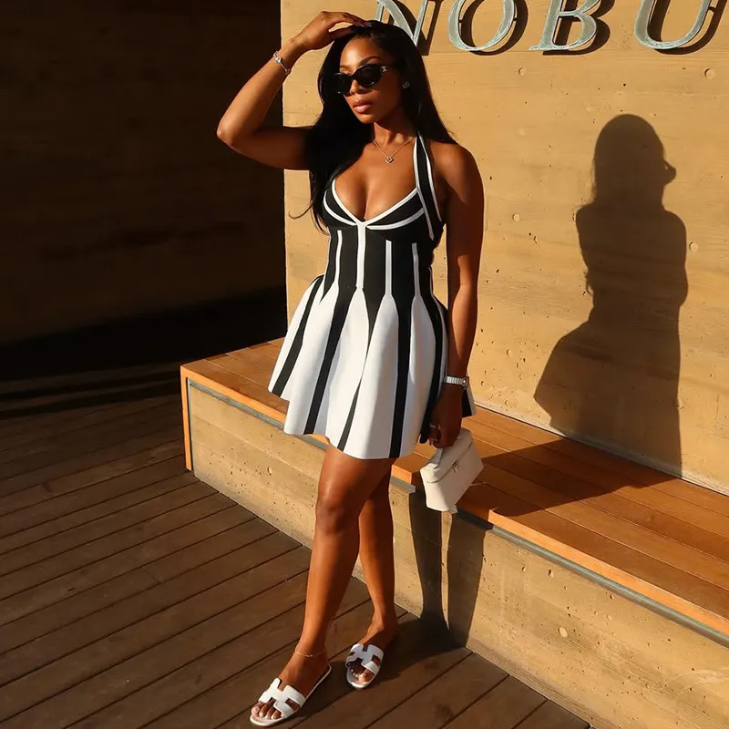 Women Fashion Contrast Color Stitching Dress