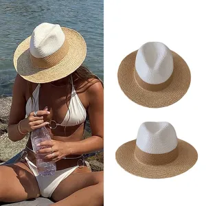 Women's Fashion Casual Stitching Straw Sun Protection Hat