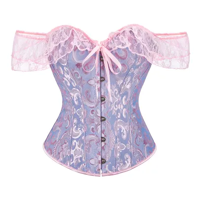 Women Sexy Solid Color Lace Bubble Sleeve Lace-Up Corset Tube Top
