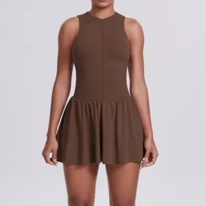 Women's Sleeveless Zipper Romper for Yoga Sports Tennis - Solid Color