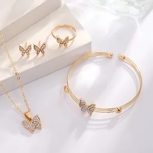 Personalized Rhinestone Butterfly Jewelry Four-Piece Set