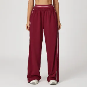 Women's Casual Color Contrast Loose High Waist Sports Pants