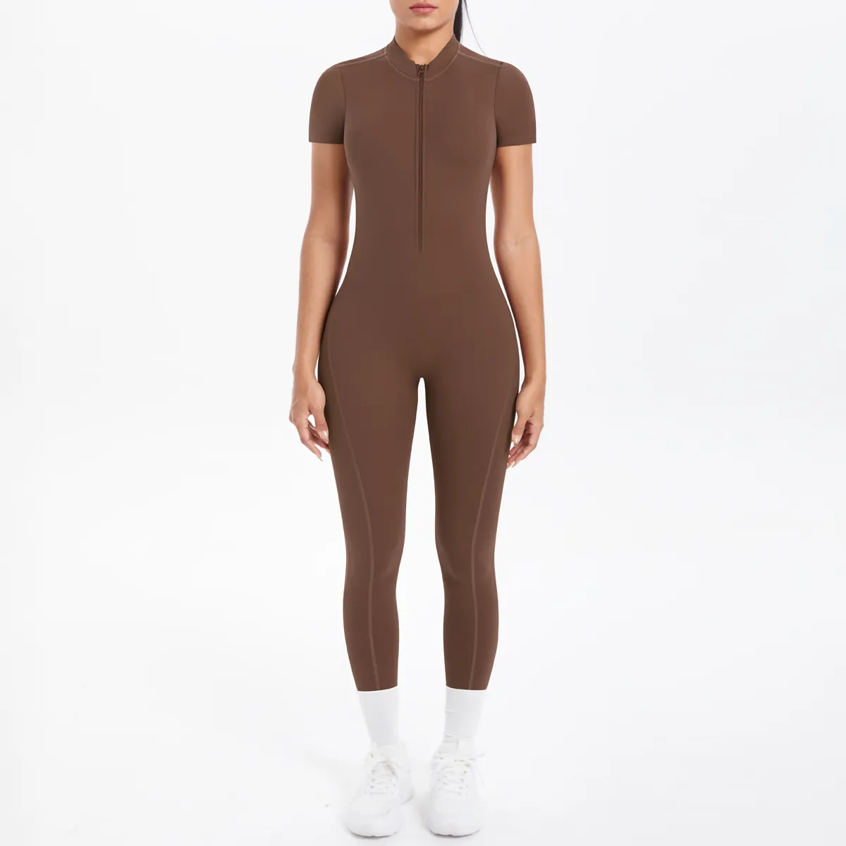 Women's Solid Color Backless Tight Sports Jumpsuit