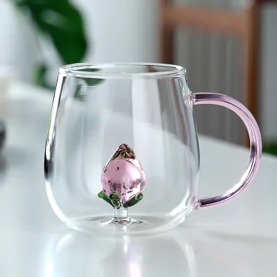 Fashion Cartoon Animal Multicolor Handle Transparent Glass Single Layer Drinking Cup Home Kitchen Office