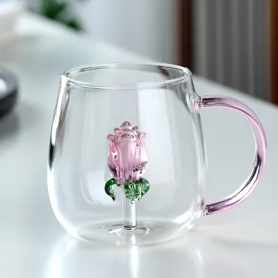 Fashion Cartoon Animal Multicolor Handle Transparent Glass Single Layer Drinking Cup Home Kitchen Office