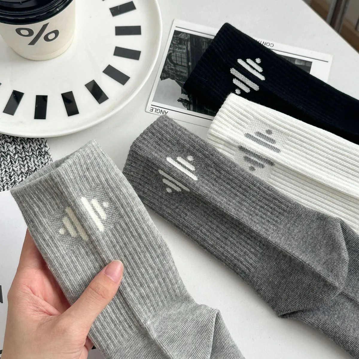 Autumn Winter Men Sports Solid Color Mid-Calf Cotton Socks