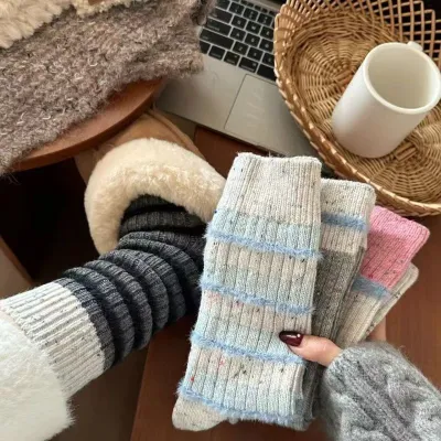 Women Autumn And Winter Wool Thick Line Socks