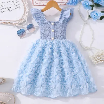 GirlS Fashion Ruffled Mesh Dress