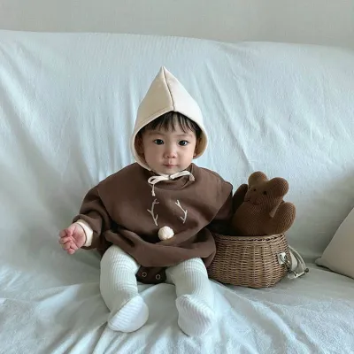 Kids Baby Fashion Christmas Long-Sleeve Rompers Hat Two-Piece Set