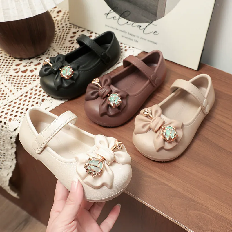 Girls Fashion Elegant Solid Color EVA Bowknot Shallow Non-Slip Shoes