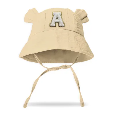 Baby Fashion Solid Color Cotton Letter Adjustable Sun Hat Kids Accessories