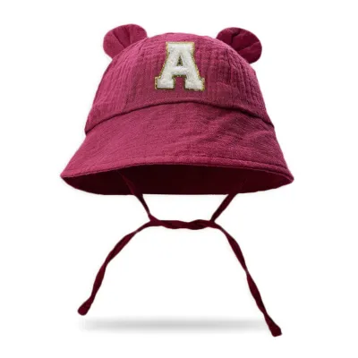 Baby Fashion Solid Color Cotton Letter Adjustable Sun Hat Kids Accessories