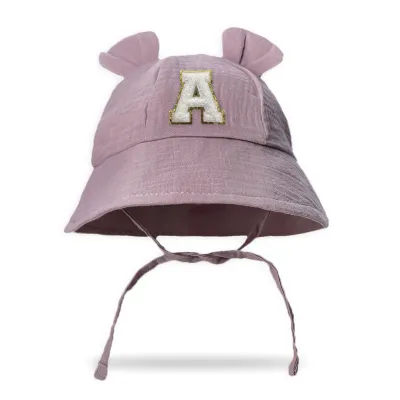 Baby Fashion Solid Color Cotton Letter Adjustable Sun Hat Kids Accessories