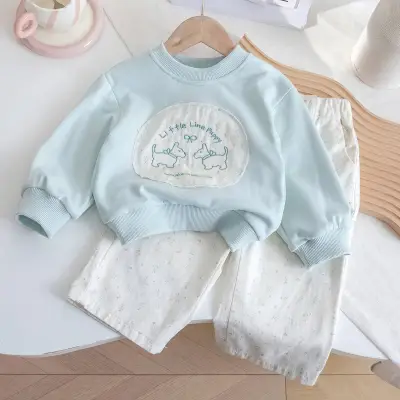 GirlS Autumn And Winter Fashion Sweatshirt And Pants Two-Piece Set