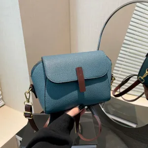 Women Fashion Casual Contrast Color Small Square Crossbody Bag PU