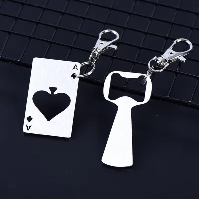 Fashion Stainless Steel Poker Multi-Purpose Bottle Opener Keychain Pendant